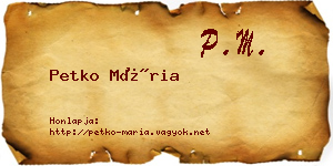 Petko Mária névjegykártya